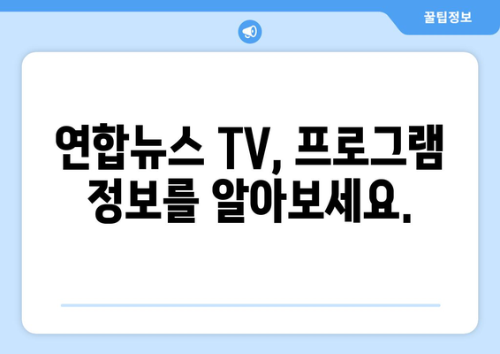 연합뉴스 TV 프로그램 확인하기