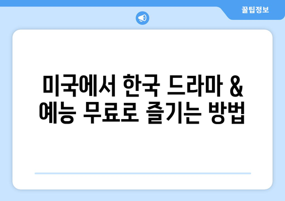 미국에서 한국 드라마와 예능 무료 시청하기