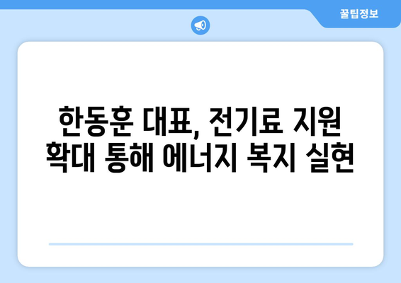 한동훈 대표, 에너지 취약계층 전기료 1만 5천 원 추가 지원 결정