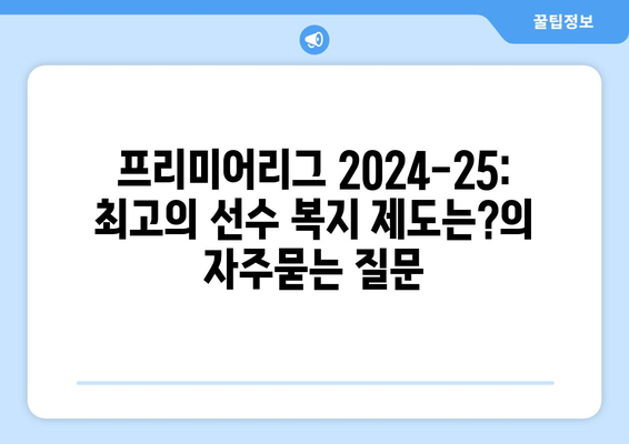 프리미어리그 2024-25: 최고의 선수 복지 제도는?