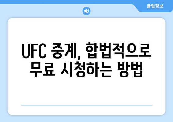 UFC 중계 무료 시청 방법 일거 알아보기