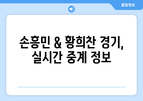 프리미어리그 손흥민 & 황희찬 경기 중계 일정과 무료 시청 방법