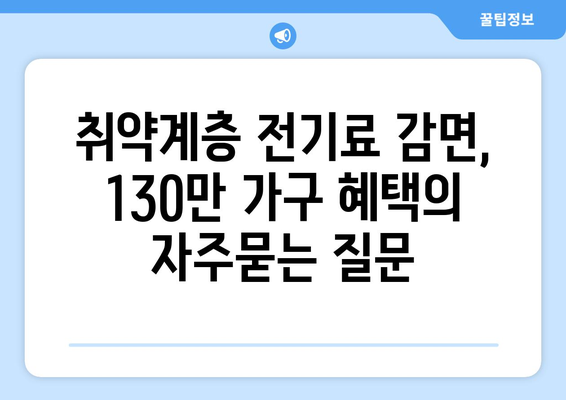 취약계층 전기료 감면, 130만 가구 혜택