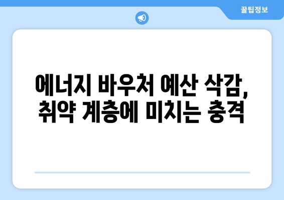 취약 계층에 에너지 바우처 예산 삭감 충격