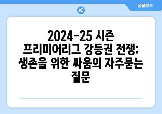 2024-25 시즌 프리미어리그 강등권 전쟁: 생존을 위한 싸움