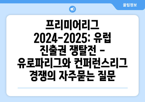 프리미어리그 2024-2025: 유럽 진출권 쟁탈전 - 유로파리그와 컨퍼런스리그 경쟁