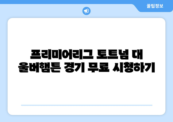 토트넘과 울버햄튼 프리미어리그 중계 무료 시청하기