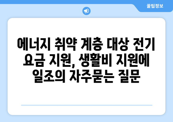 에너지 취약 계층 대상 전기 요금 지원, 생활비 지원에 일조