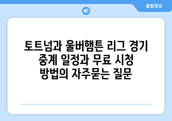 토트넘과 울버햄튼 리그 경기 중계 일정과 무료 시청 방법