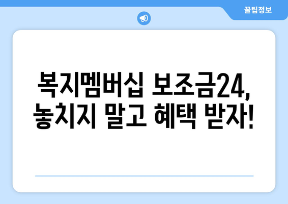 복지멤버십 보조금24로 맞춤형 복지 혜택 받는 법