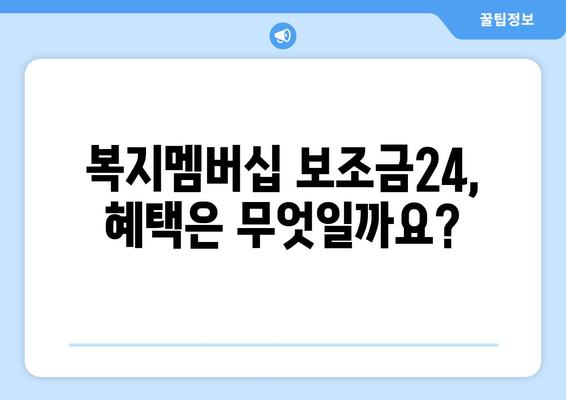 복지멤버십 보조금24 혜택, 쉽게 신청하는 법