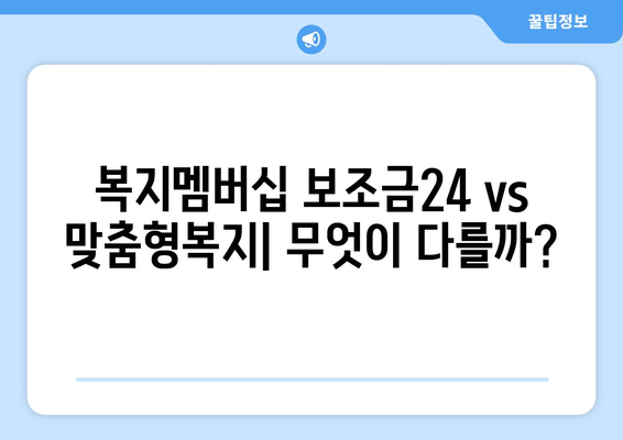 복지멤버십 보조금24와 맞춤형복지 혜택 차이점 비교 분석