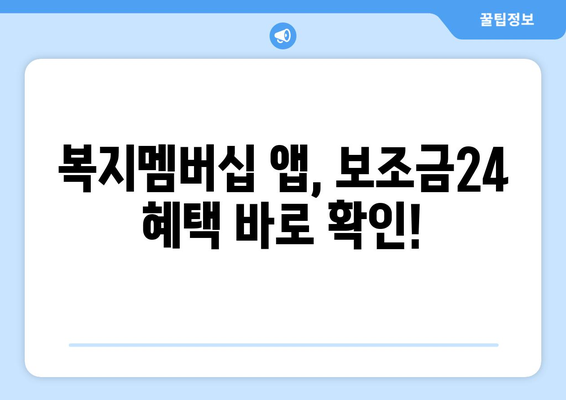 복지멤버십 앱으로 보조금24 혜택 쉽게 조회하는 법