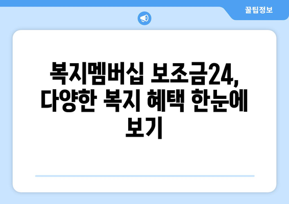 복지멤버십 보조금24로 맞춤형 복지 혜택 빠르게 신청하기