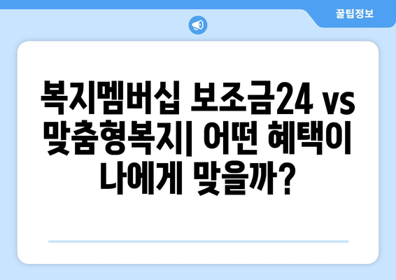 복지멤버십 보조금24와 맞춤형복지, 차이점과 혜택 비교