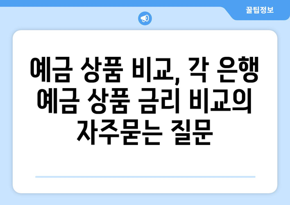 예금 상품 비교, 각 은행 예금 상품 금리 비교