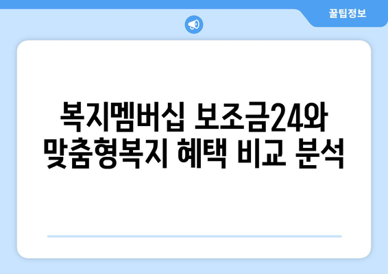 복지멤버십 보조금24와 맞춤형복지 혜택 차이점 분석