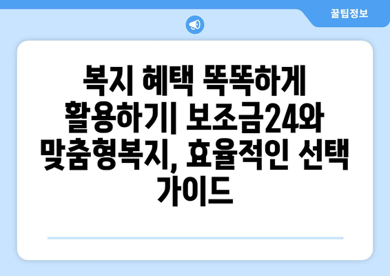 복지멤버십 보조금24와 맞춤형복지, 차이점과 혜택 비교