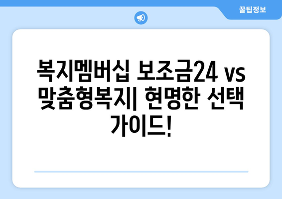 복지멤버십 보조금24와 맞춤형복지 혜택의 차이점 비교