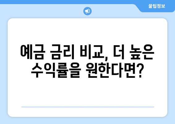 예금 상품 비교, 각 은행의 최고 금리 상품 분석