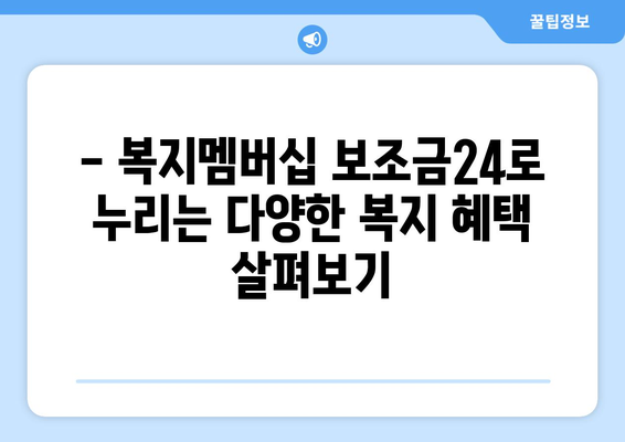 복지멤버십 보조금24로 맞춤형 복지 혜택 빠르게 받기