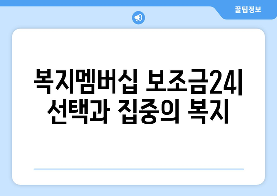 복지멤버십 보조금24와 맞춤형 복지의 차이점