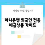 하나은행 외국인 전용 예금상품 가이드