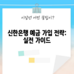 신한은행 예금 가입 전략: 실전 가이드