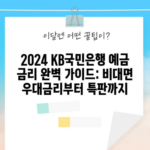 2024 KB국민은행 예금 금리 완벽 가이드: 비대면 우대금리부터 특판까지