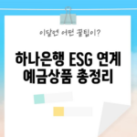 하나은행 ESG 연계 예금상품 총정리