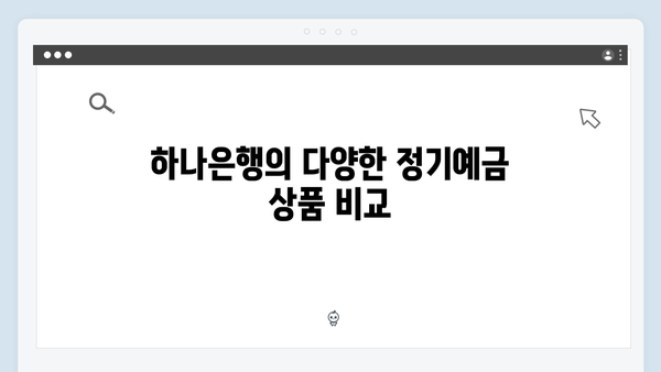 하나은행 정기예금 - 복합 금융 상품 혜택 총정리