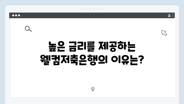 웰컴저축은행 정기예금: 높은 금리의 비결