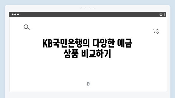 KB국민은행 예금 상품별 특징: 맞춤형 선택 가이드