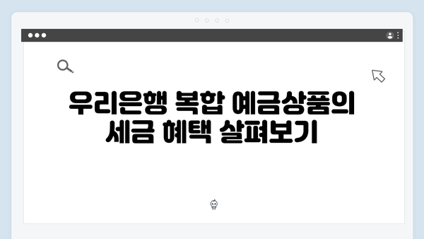 우리은행 복합 예금상품 특징과 혜택