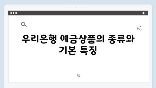우리은행 예금상품 특징과 중도해지 이율 총정리
