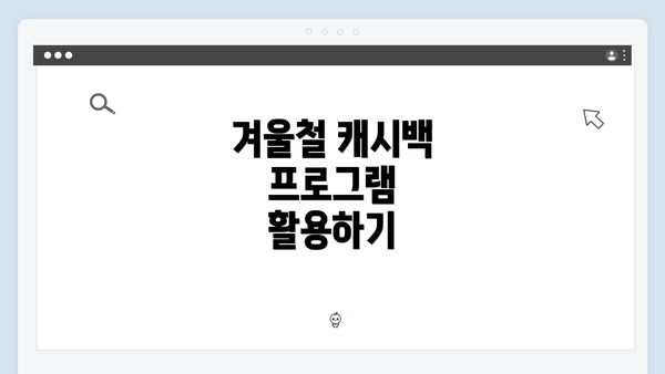 겨울철 캐시백 프로그램 활용하기