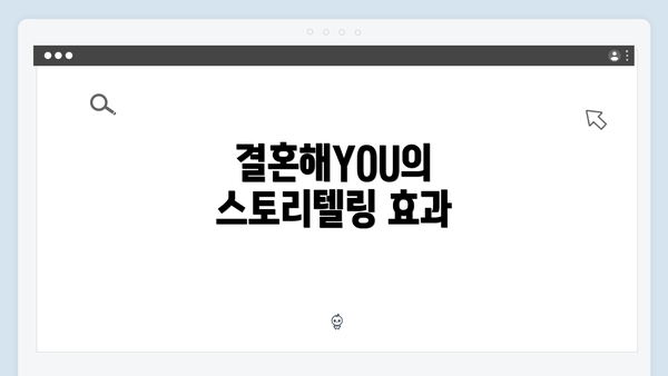 결혼해YOU의 스토리텔링 효과