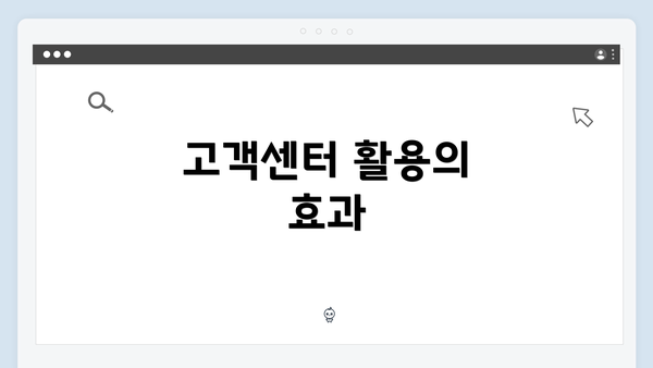 고객센터 활용의 효과