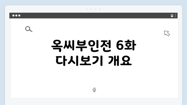 옥씨부인전 6화 다시보기 개요