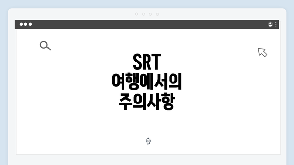 SRT 여행에서의 주의사항