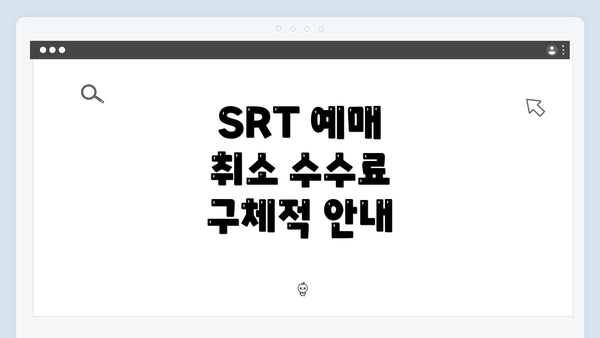 SRT 예매 취소 수수료 구체적 안내