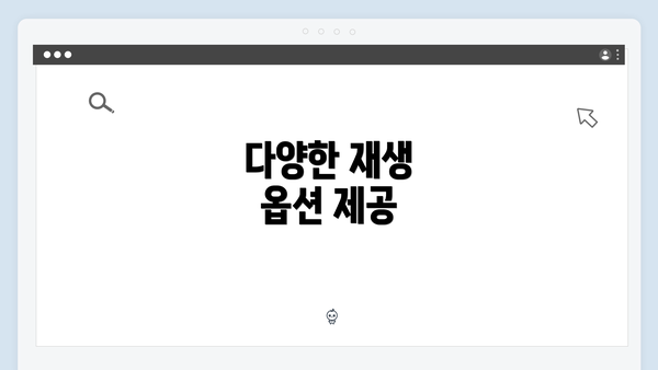 다양한 재생 옵션 제공