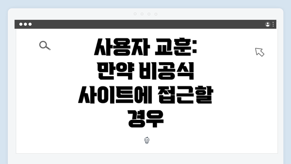 사용자 교훈: 만약 비공식 사이트에 접근할 경우