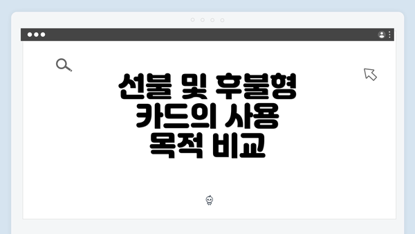 선불 및 후불형 카드의 사용 목적 비교