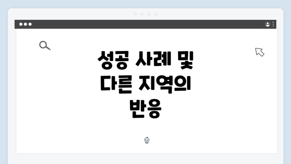 성공 사례 및 다른 지역의 반응