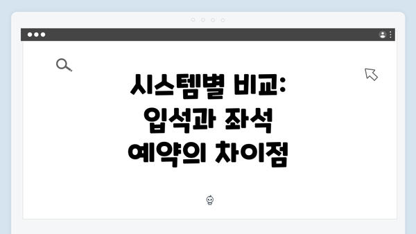 시스템별 비교: 입석과 좌석 예약의 차이점