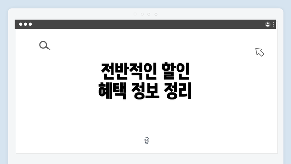 전반적인 할인 혜택 정보 정리