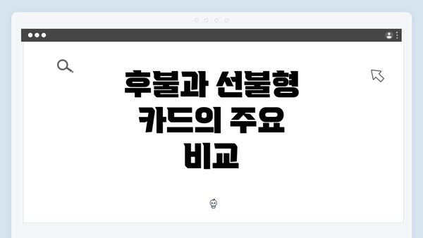 후불과 선불형 카드의 주요 비교