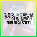 김종국 속도위반 해명, 3가지 핵심 정리