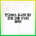 한강버스: 도시 활력 3가지! 관광&대중교통